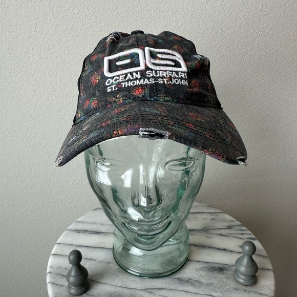 Ocean Surfari Black Mesh Cap -Criss Cross Pony Tail Hat - Picture 13 of 15